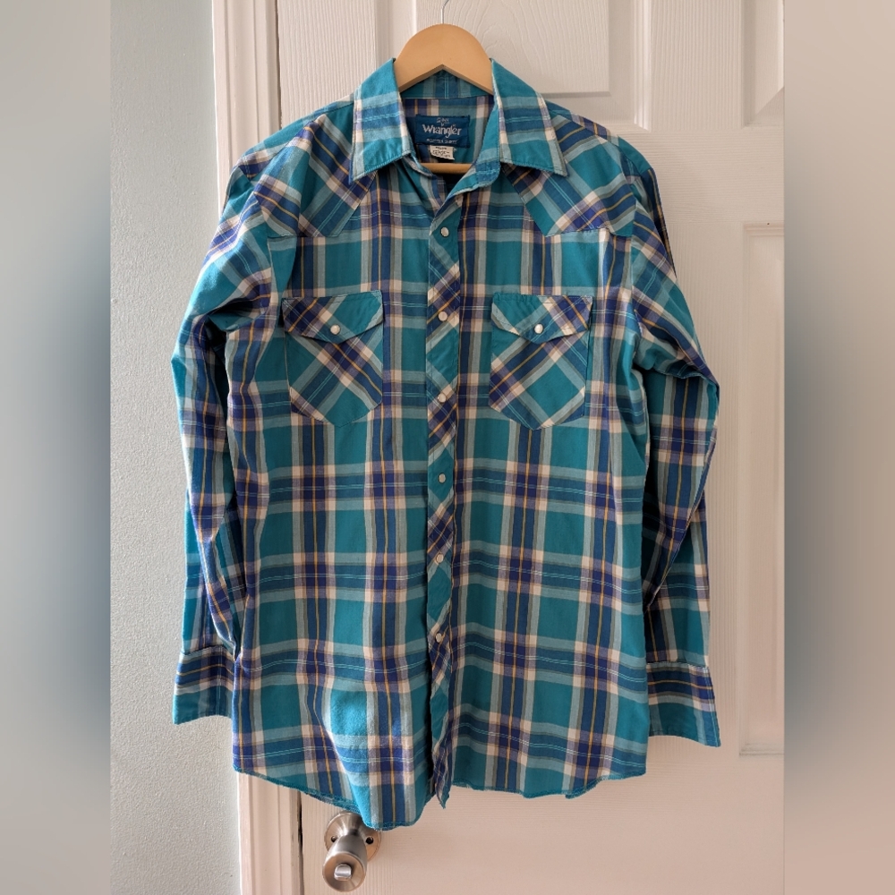 Wrangler Men's Blue Plaid Shirt